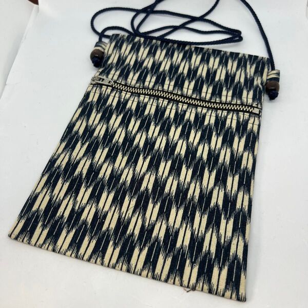 お祭りポシェット 江戸紐/紺 矢絣 スマホ ハンドメイド ショルダー