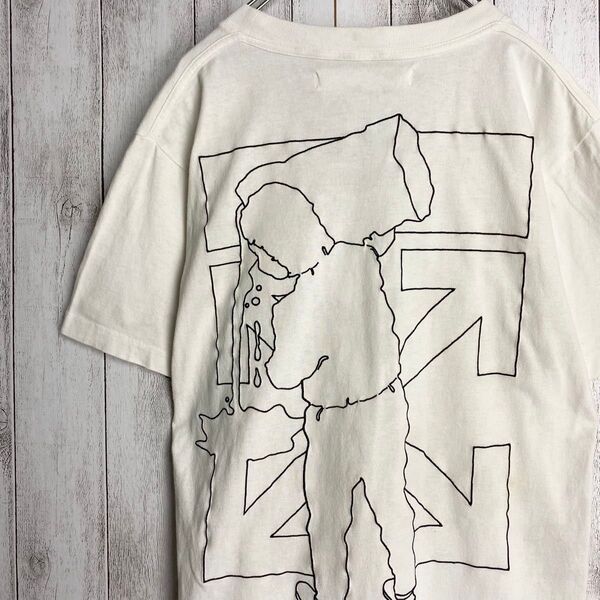 【希少☆QR認識済】Off-White オフホワイト Tシャツ ホワイト 刺繍デザイン クロスアロー M