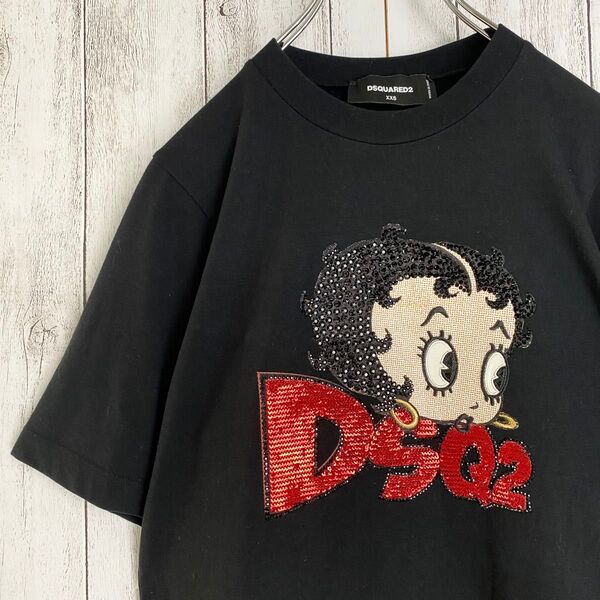 【激レア☆即売】DSQUARED2 ディースクエアード ベティ・ブープコラボ Tシャツ ブラック 黒 スパンコール