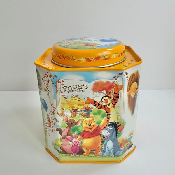 ディズニーランド プーさん ハニーポット 六角形缶 ランド お菓子缶