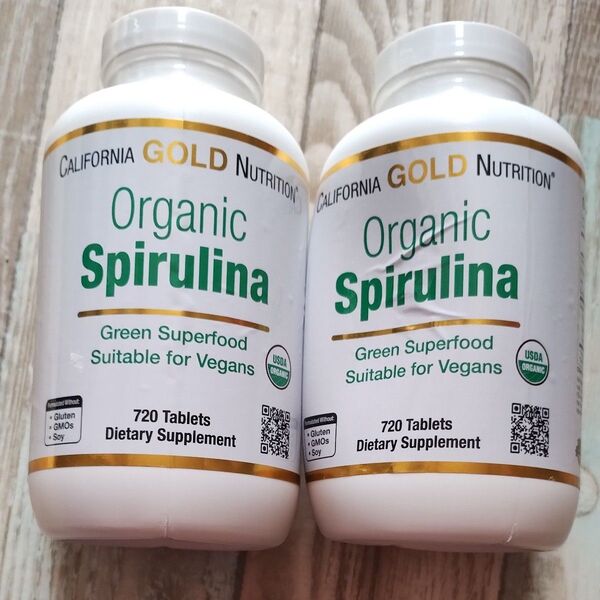 California Gold Nutrition オーガニック スピルリナ 720粒 2個