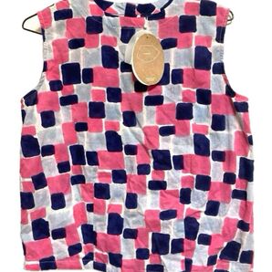kapuwa 新品タグ付♪cube柄コットンノースリーブシャツ