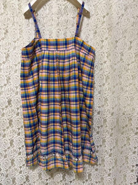 【(株)シャンプルドゥシャーム】チェック柄キャミワンピース サイズ F