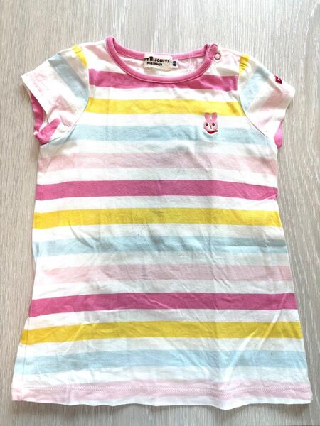 ミキハウス ホットビスケッツ ボーダー柄Tシャツ 80