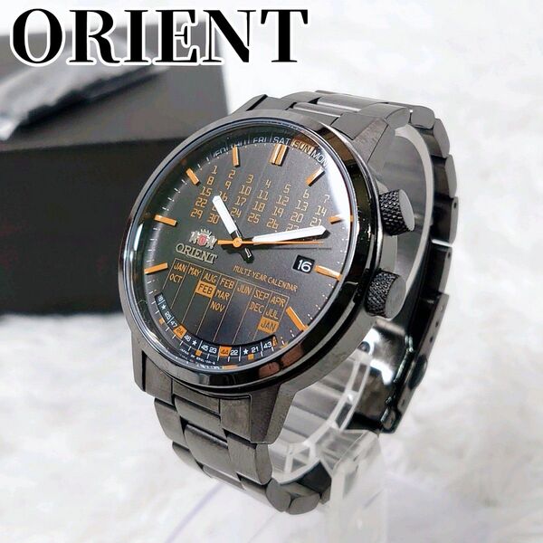 【極美品】ORIENT オリエント ER2L-D1-B 万年カレンダー マルチカレンダー 自動巻 裏スケ オールブラック メンズ