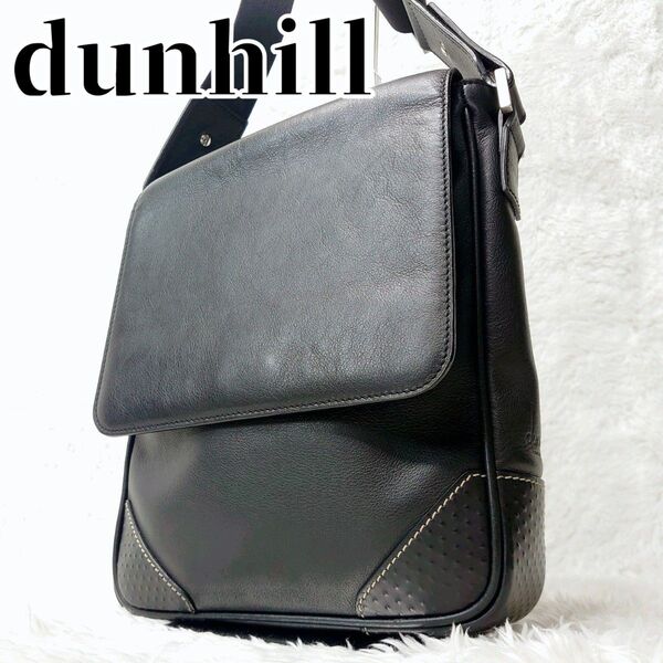 dunhill ダンヒル 現行タグ ノースサウス レザー 斜め掛け ショルダーバッグ メッセンジャーバッグ メンズ カジュアル