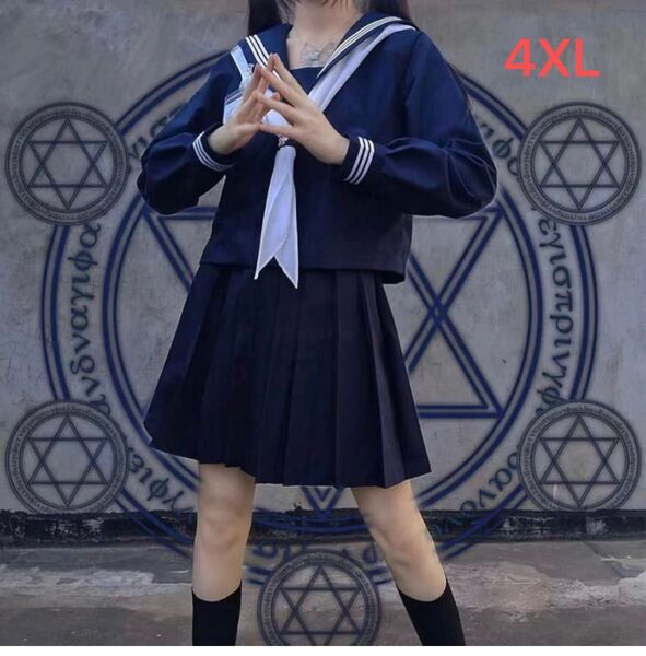 セーラー服風 セットアップ ネイビー 4XL