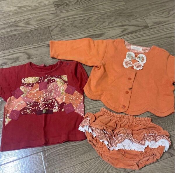 まとめ売り ピンクハウス bebe べべ カーデ Tシャツ ショートパンツ 3点セット 80-90センチ