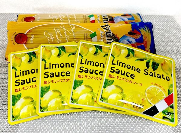 【カルディ食品】☆スパゲッティデュラム小麦のセモリナ500g2、☆塩レモンパスタソース(各一人前)4ケ まとめ売り
