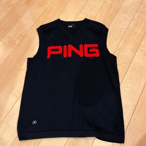 PING ニットベスト 黒 L ゴルフ