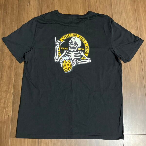 VANS OFF THE WALL Tシャツ XXL スカル ビール ヴァンズオフザウォール ドクロ 骸骨 黒 ブラック 半袖