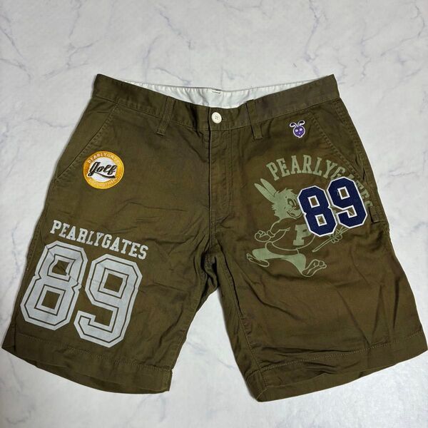 PEARLY GATES パーリーゲイツ ゴルフパンツショートパンツ ハーフパンツ 刺繍ロゴ 89ロゴカーキ (5) L