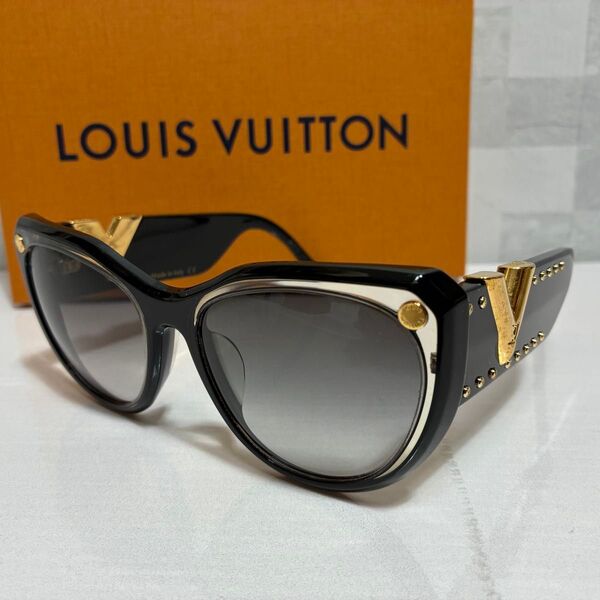 希少 LOUIS VITTON ルイヴィトン サングラス マイフェアレディ アイウェア メガネ ゴールド金具 ロゴ 黒×金