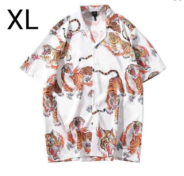 火炎虎 猛虎 和柄アロハシャツ 派手 個性的 和彫り XL