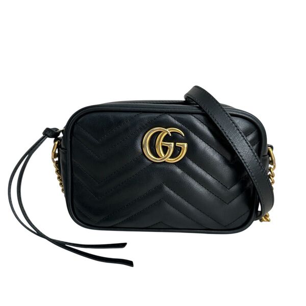 GUCCI GGマーモント ショルダーバッグ バッグ グッチ GG キルティング レザー スモール チェーン 498879 黒