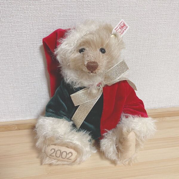 シュタイフ リトルサンタ 2002 限定 テディベア モヘア steiff ヴィンテージ くま ぬいぐるみ クリスマス リボン