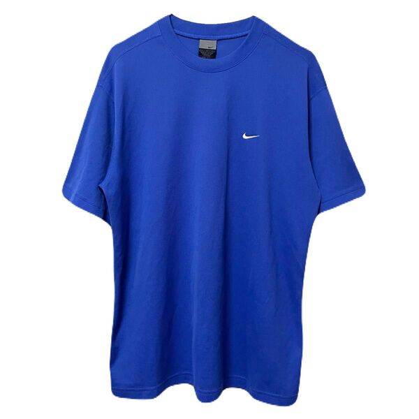 NIKE ナイキ DRI-FIT スウォッシュロゴ Tシャツ ブルー Lサイズ 古着 クルーネック