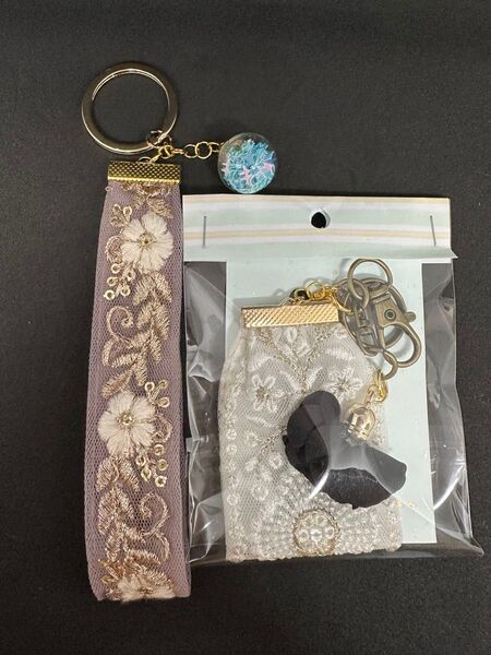 インド刺繍リボン キーホルダーチャーム 4