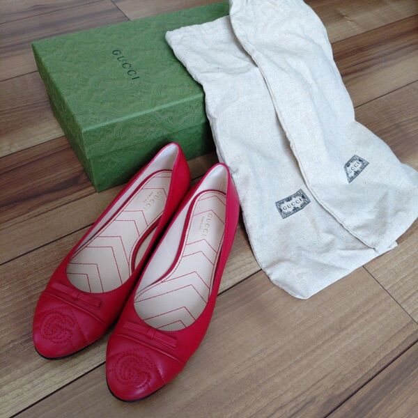 グッチ GUCCI GGマーモント レザー フラット バレエ シューズ