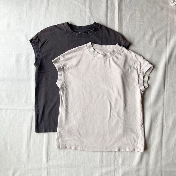無印良品 太番手天竺編みフレンチスリーブTシャツ 2点セット M