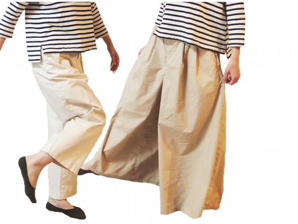 無印良品 インド綿混ダンプイージーワイドパンツ ベージュ S