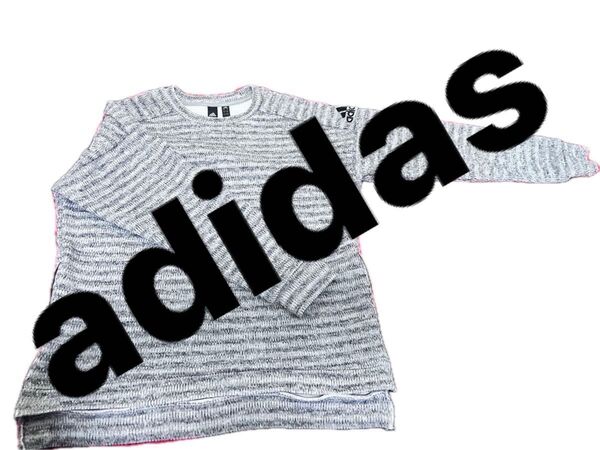 【adidas】 アディダス CLIMALITE クライマライト 長袖ニット ベンチレーション スウェット グレー Mサイズ