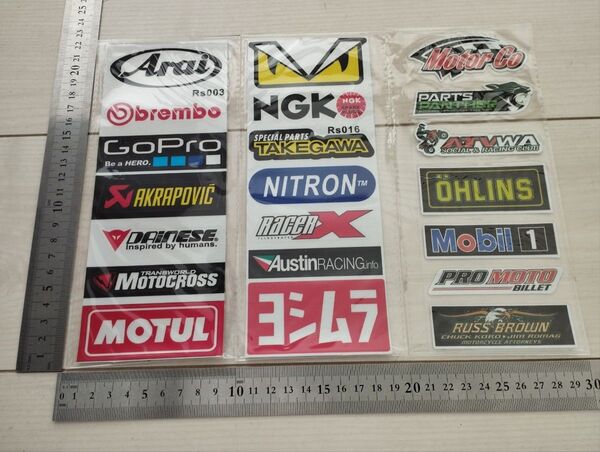 バイクステッカー 3シート分 防水 ヘルメット レーシングステッカー motoGP バイク