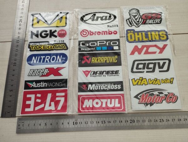 バイクステッカー 3シート分 防水 motoGP ヘルメットステッカー レーシングステッカー
