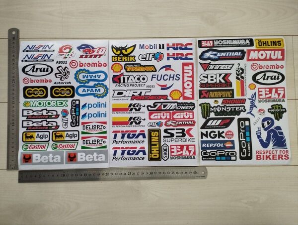 レーシングステッカー 約70枚セット(3シート分) バイクステッカー カーステッカー motoGP 工具箱 ガレージ