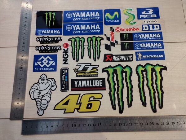 YAMAHAステッカー 1シート分 防水 バイクステッカー モンスターエナジー ヘルメット ヤマハ motoGP VR46