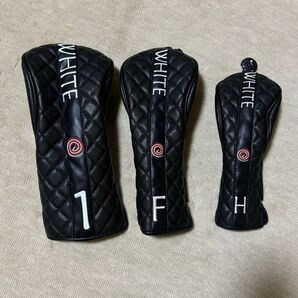WHITEヘッドカバー3点セットブランドmytag ゴルフヘッドカバー