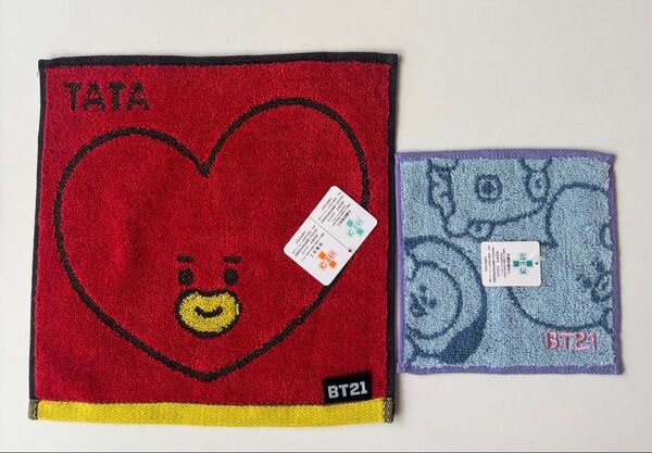 BT21 タオル2枚セット TATA タオルハンカチ ミニタオル まめタオル ハンドタオル 丸眞 BTS テテ V キムテヒョン