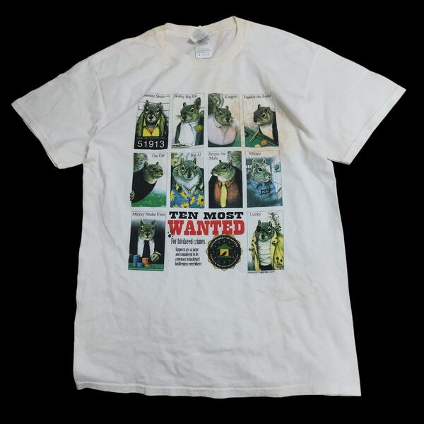 00s アメリカUSA古着 ギルダン製 ネズミ RAT 鼠 プリント Tシャツ 白 ホワイト M