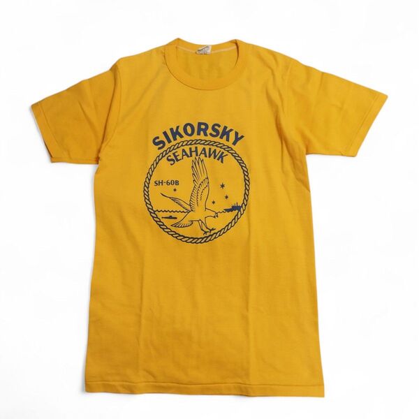 70s 70年代 RUSSELL ラッセル 金タグ USA製 アメリカ製 シコルスキー シーホーク 企業 Tシャツ M オレンジ