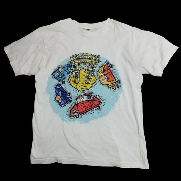 00s 00年代 シーホップクラブ SEAHOP CLUB パリ 凱旋門 アートデザイン Tシャツ M - L相当 白 ホワイト