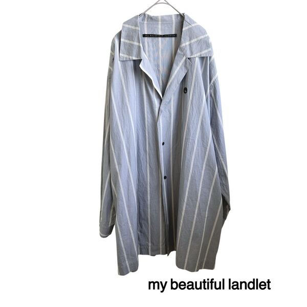 【良品】my beautiful landlet ビッグシャツ ストライプ 1 薄手アウター 長袖 マイビューティフルランドレット
