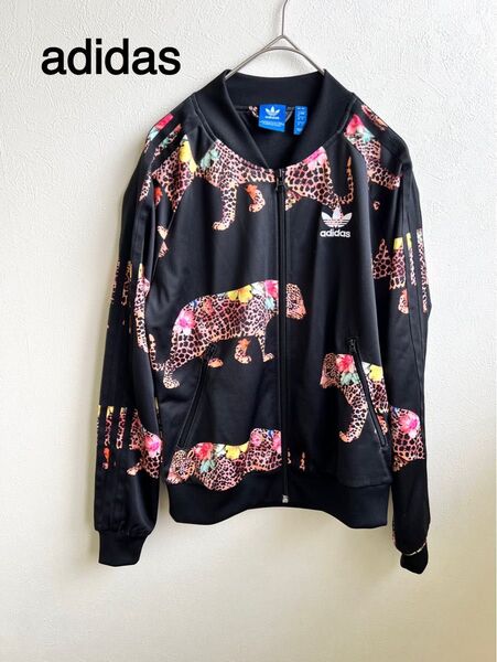 【未使用に近い】adidas ジャージトラックジャケット ヒョウ柄 レオパード Mサイズ 総柄 チーター柄