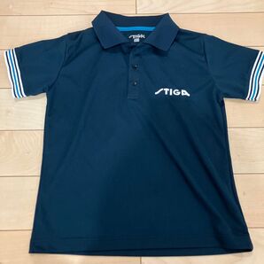 卓球 ウェア シャツ STIGA ポロシャツ ネイビー 140 150 XS ジュニア レディースS