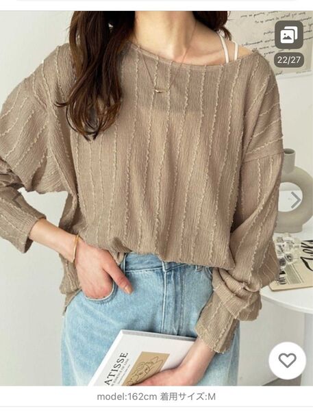 tシャツ Tシャツ シャギージャカードボートネックカットソー レディース