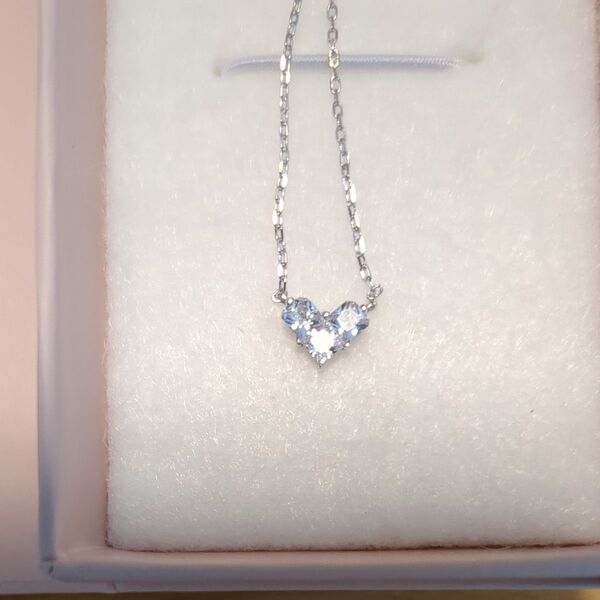 新品未使用 DIAMONIQUE SS ダイヤモニーク 大人のプチハートネックレス 計0.42ct SV925 CZ