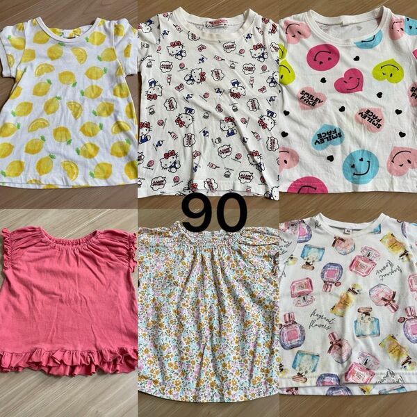 まとめ売り 半袖 Tシャツ ブラウス 綿100 90cm 女の子 セット ハローキティ トップス 半袖Tシャツ ベビー
