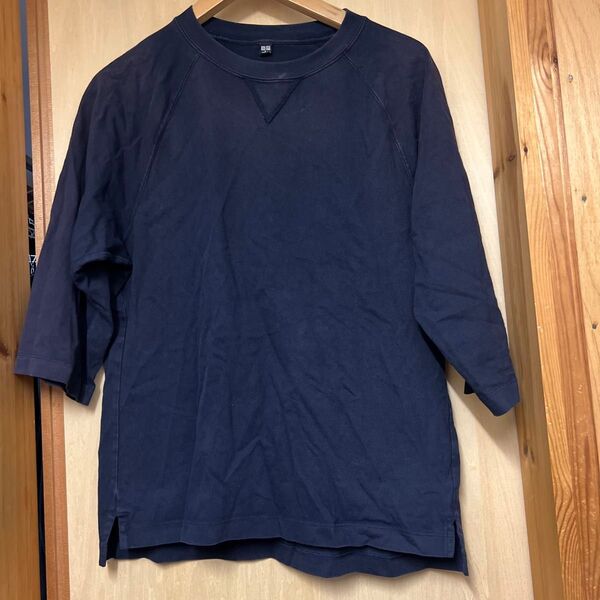 ユニクロ オーバーサイズTシャツ(7分袖) ネイビーS