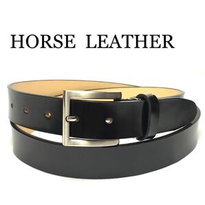 新品 HORSE LEATHER 馬革 メンズ レザー ベルト角 ビジネス 黒