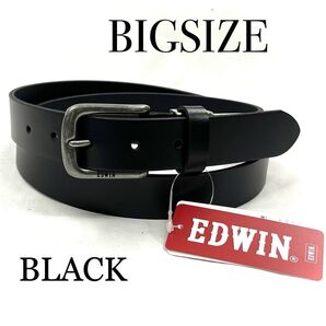 新品 EDWIN 4 黒 エドウィン メンズ ベルト 革 カジュアル 大きいサイズ
