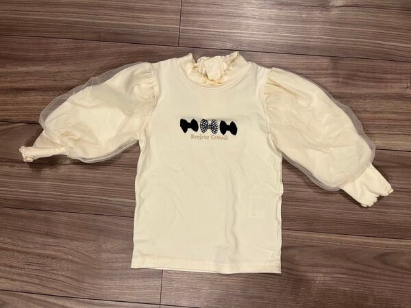 【美品】チュール袖 トップス 80サイズ 女の子 フリル襟 バースデイ 春秋 お出かけに♪