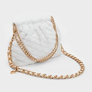 CHARLES&KEITH Duo ドゥオ ファーリーチェーンハンドルホーボーバッグ - ホワイト