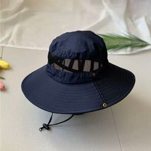 サファリハット 日焼け防止 アウトドア ネイビー UVカット 釣り キャンプ メンズ レディース