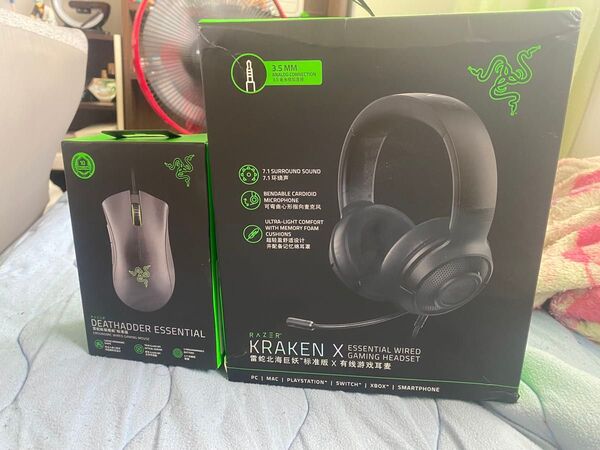 Razer Kraken X ゲーミングヘッドセット + Razer DeathAdder Essential ゲーミングマウス