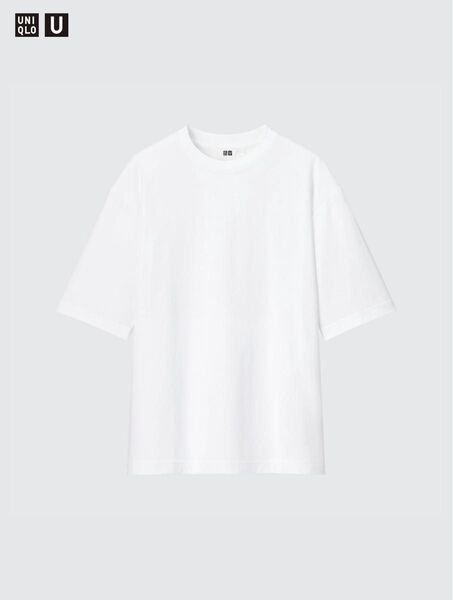 エアリズムコットンオーバーサイズTシャツ/5分袖 ホワイト Mサイズ