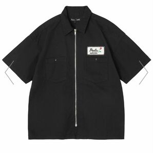 x-girl peels zip up shirt ピールズ 黒 ジップアップ 半袖 シャツ Mサイズ